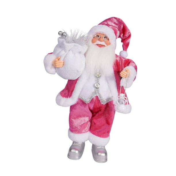 Figura de Papá Noel de Navidad, Adorno de Muñeco de Papá Noel, Estatua de Figura de Papá Noel para Estante de Festival, Exhibición de Ventana, Mesa de rosa