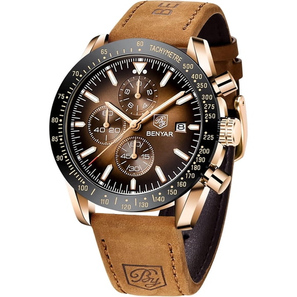Reloj Hombre Cronógrafo 45mm Cuarzo Cuero Impermeable