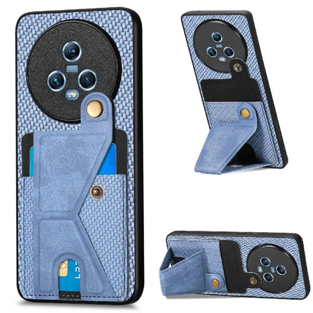 Funda Resistente para Honor Magic 5 con Tarjetero y Soporte, Diseño Magnético Azul