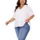 thumbnail image 4 of Agnes Orinda Cárdigan de Talla Grande para Mujeres con Botones, Cuello Redondo Transparente, Manga Corta, Suéter de Punto 2X Blanco, 4 of 6