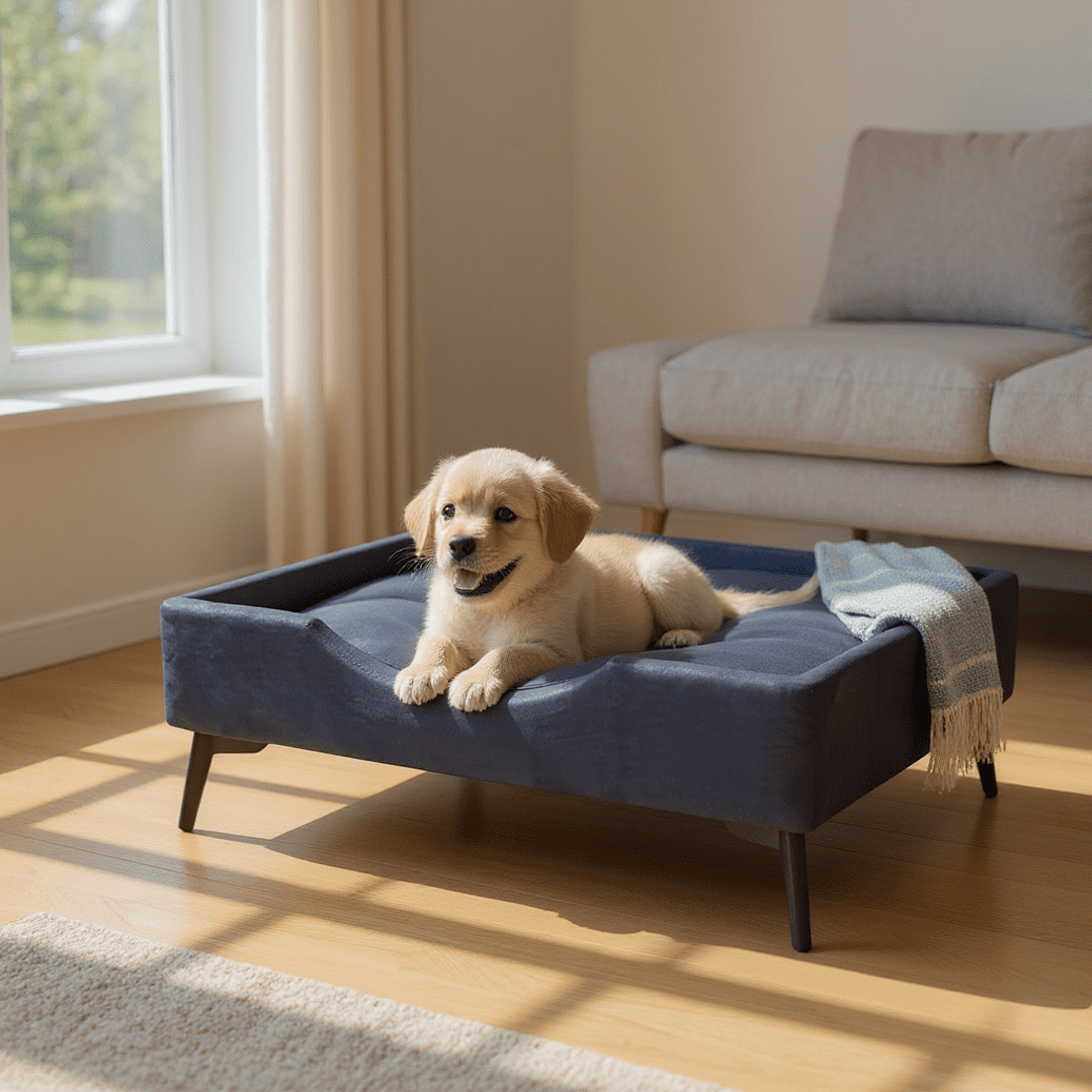 Bloccare - Cama De Mascotas - Talla M Extra (50x75 Cm) / Pata Metalica 12 Cm (negro)