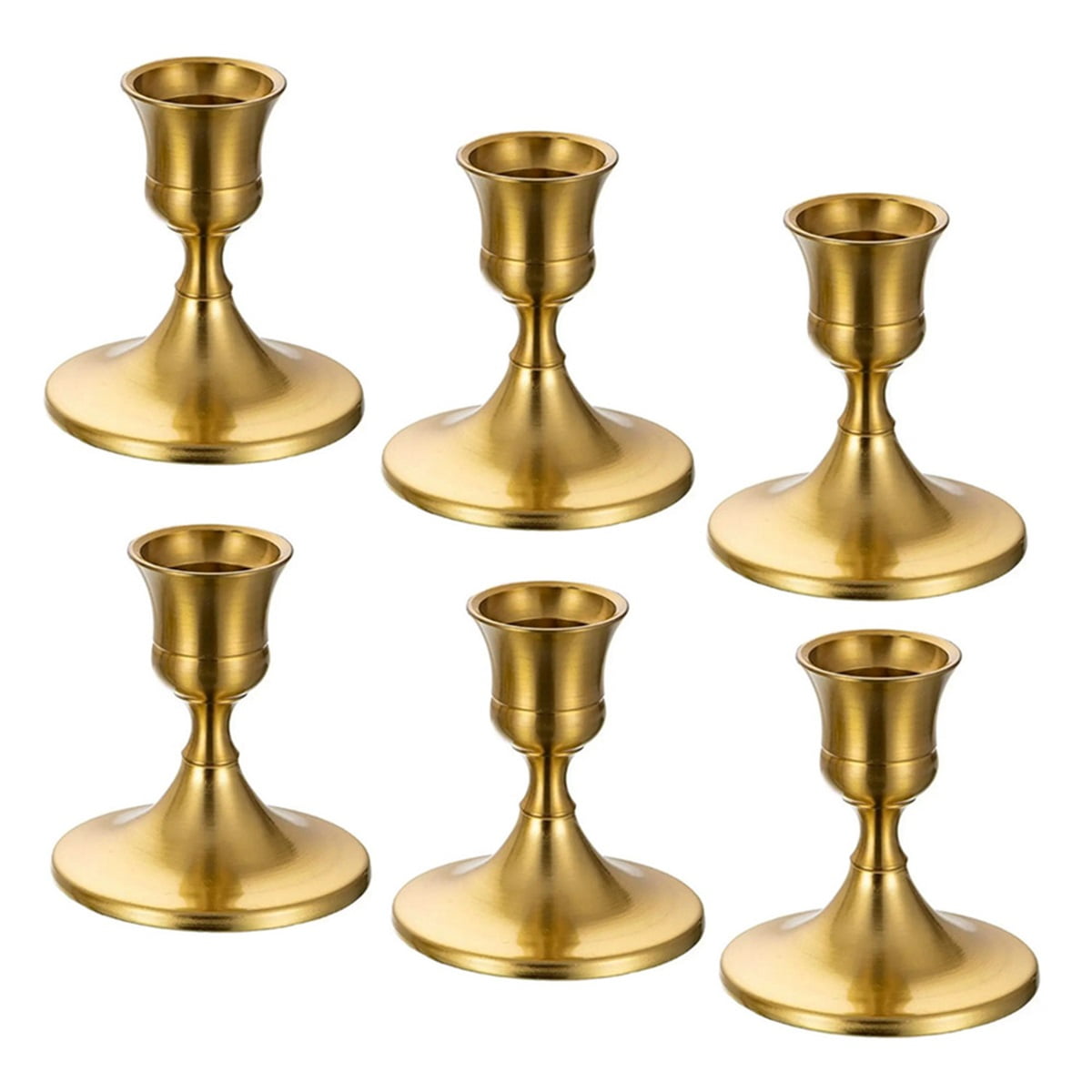 Xusx111 - Portavelas Cónicas De Oro De Latón 6pcs, Portavelas De Metal Vintage Para La Mesa De La Sala De Comedor O La Decoración De La Boda