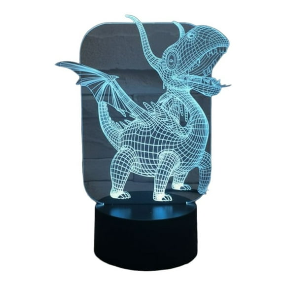 Lampara Ilusion 3D Dragón de 7 colores, Base touch