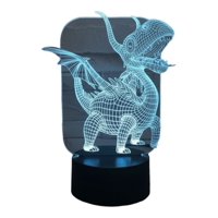 Lampara Ilusion 3D Dragón De 7 Colores, Base Touch