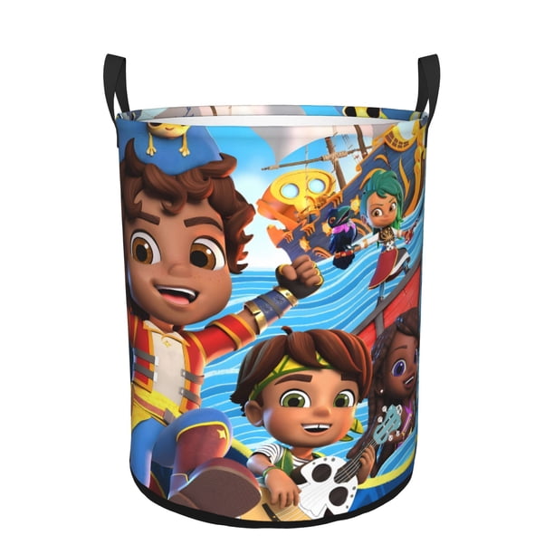 Santiago de los Mares Cesta de lavandería de gran capacidad redonda con asa, bolsa para ropa sucia plegable, almacenamiento para dormitorio, baño y lavadero 44x35 cm