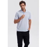 Fashionspark - Polera Hombre Piqué Básica Lisa Celeste