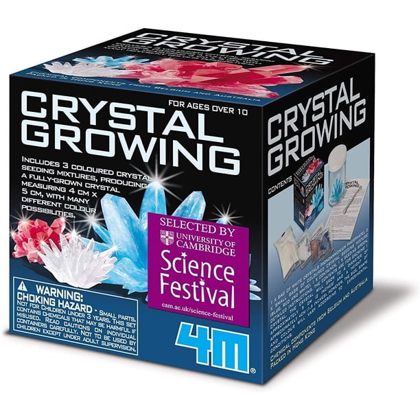 Kit científico 4M para cultivar cristales con 3 cristales de colores para niños de 10+