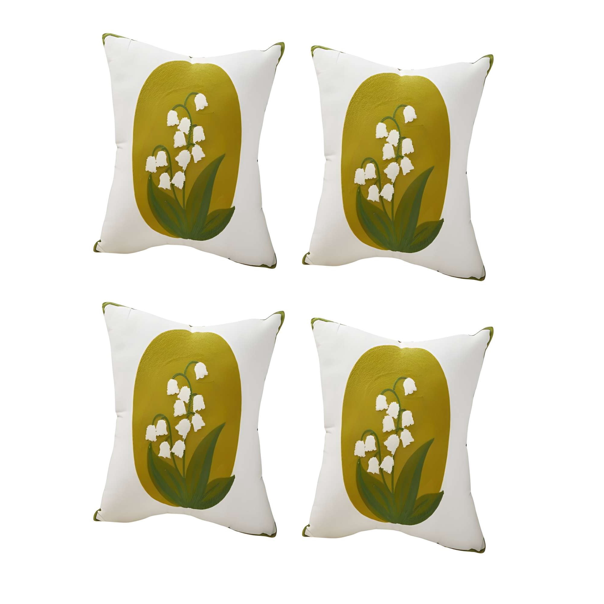 Genérico - Set De 4 Fundas De Cojin Bordadas 45x45cm Verde