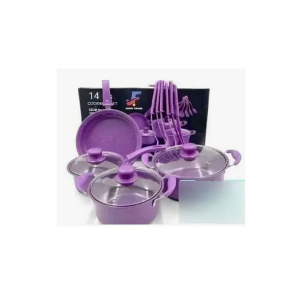 Set De Ollas Moradas Bateria Antiadherente 14pcs Color Morado