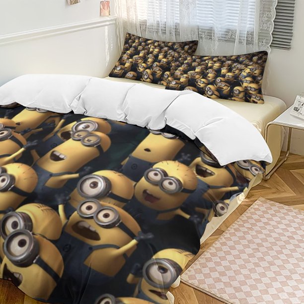 x486 Despicable Me 3-Piece Bedding Set Warm And Comfortable Soft Duvet Cover Bed Set with 1 Duvet Cover And 2 Pillowcases for Bedroom b486
