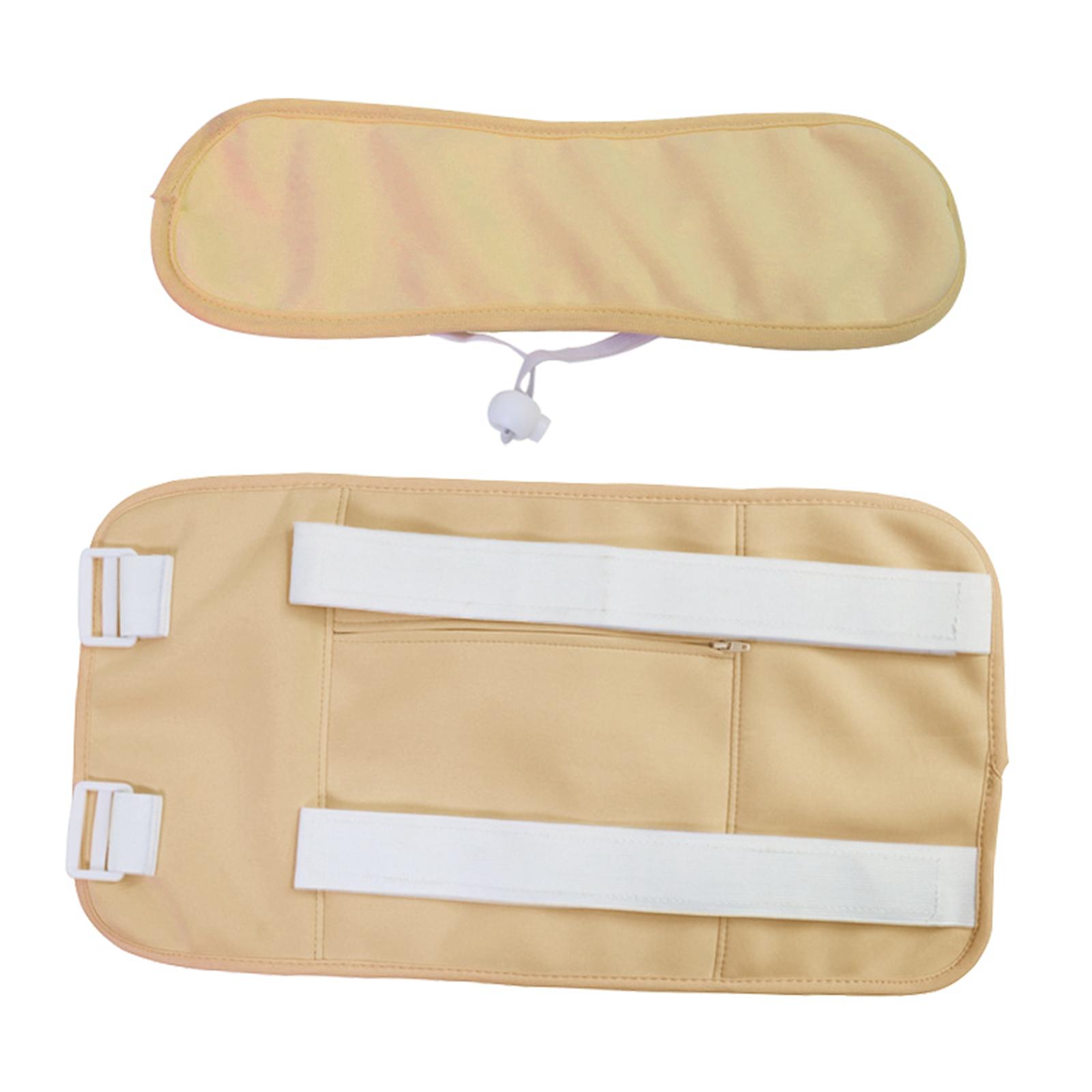 Magideal - Paquete De Aceite De Ricino, Conjunto De Envoltura, Reutilizable, Sin Desorden, Portátil, Ajustable Con Bolsa Frontal, Conveniente, Franela Suave, Lav Correa Adhesiva Caqui