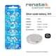 thumbnail image 2 of Pila Renata 395 SR927SW de óxido de plata 1,55 V, paquete de 10, 2 of 7