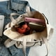 thumbnail image 2 of Simple Cartoon Bear Canvas Shoulder Bag, Versatile All-Match Tote Bag With Mini Coin Purse, 2 of 5