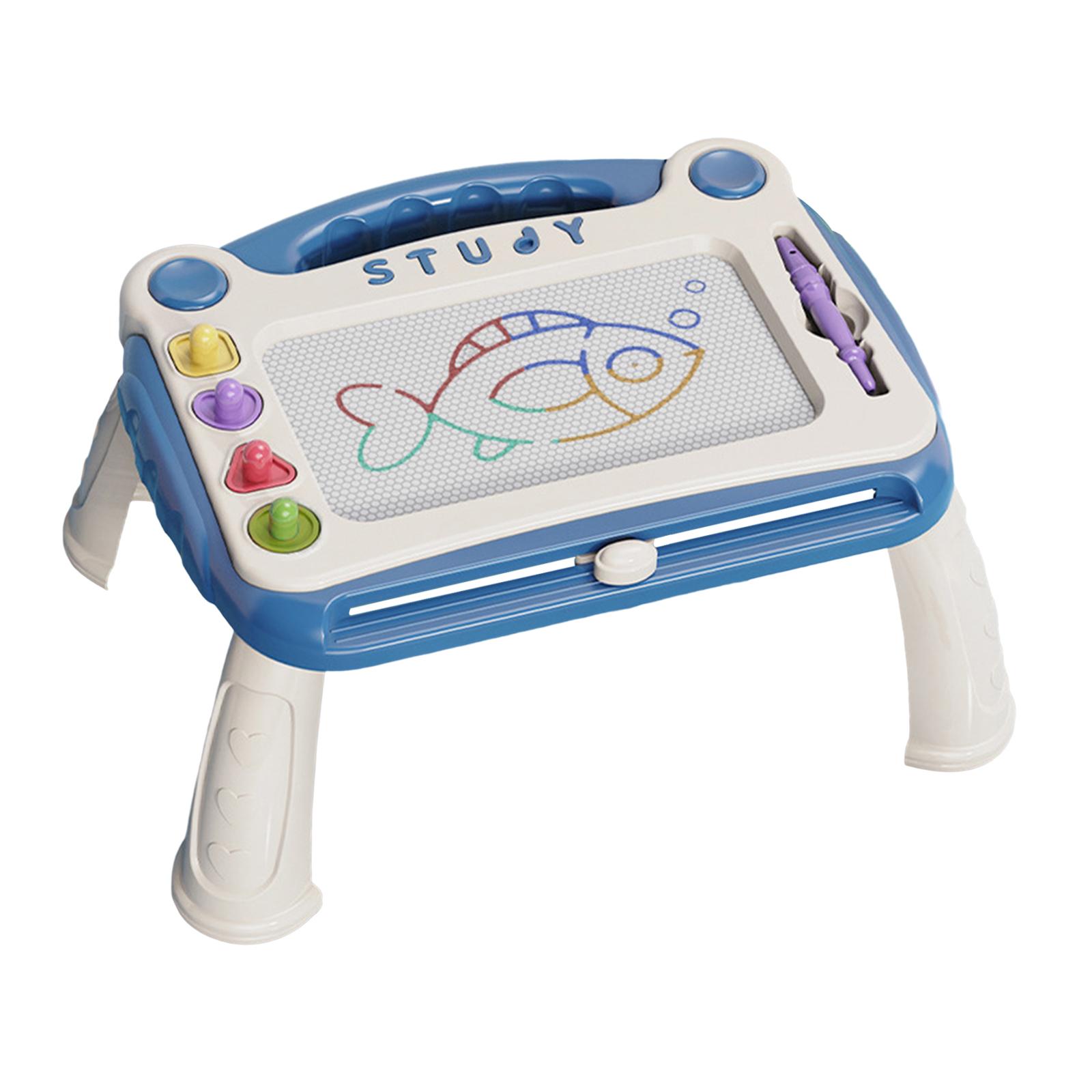 Magideal - Tablero De Dibujo Magnético Etch Table Sketch Pad Para Niños Pequeños De 2-3 Años Regalos Piernas Desmontables Azules Patas Desmontables Azules