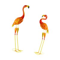 Ioensy - 2 Estatuas De Metal Para Jardín De Flamencos, Adornos De Pájaros Grandes Para Patio Trasero Y Hogar