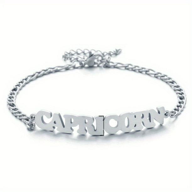 1pc Stainless Steel Fashion New Zodiac Letter Pendant Bracelet Jewelry Gift Birthday Gift