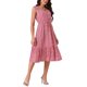 thumbnail image 4 of INSPIRE CHIC Vestido Midi Sin Mangas con Estampado Floral de Mujer, Escote en V, Volantes en Capas, Cintura Elástica, Vestido de Verano Casual con Bolsillos Rojo S, 4 of 5