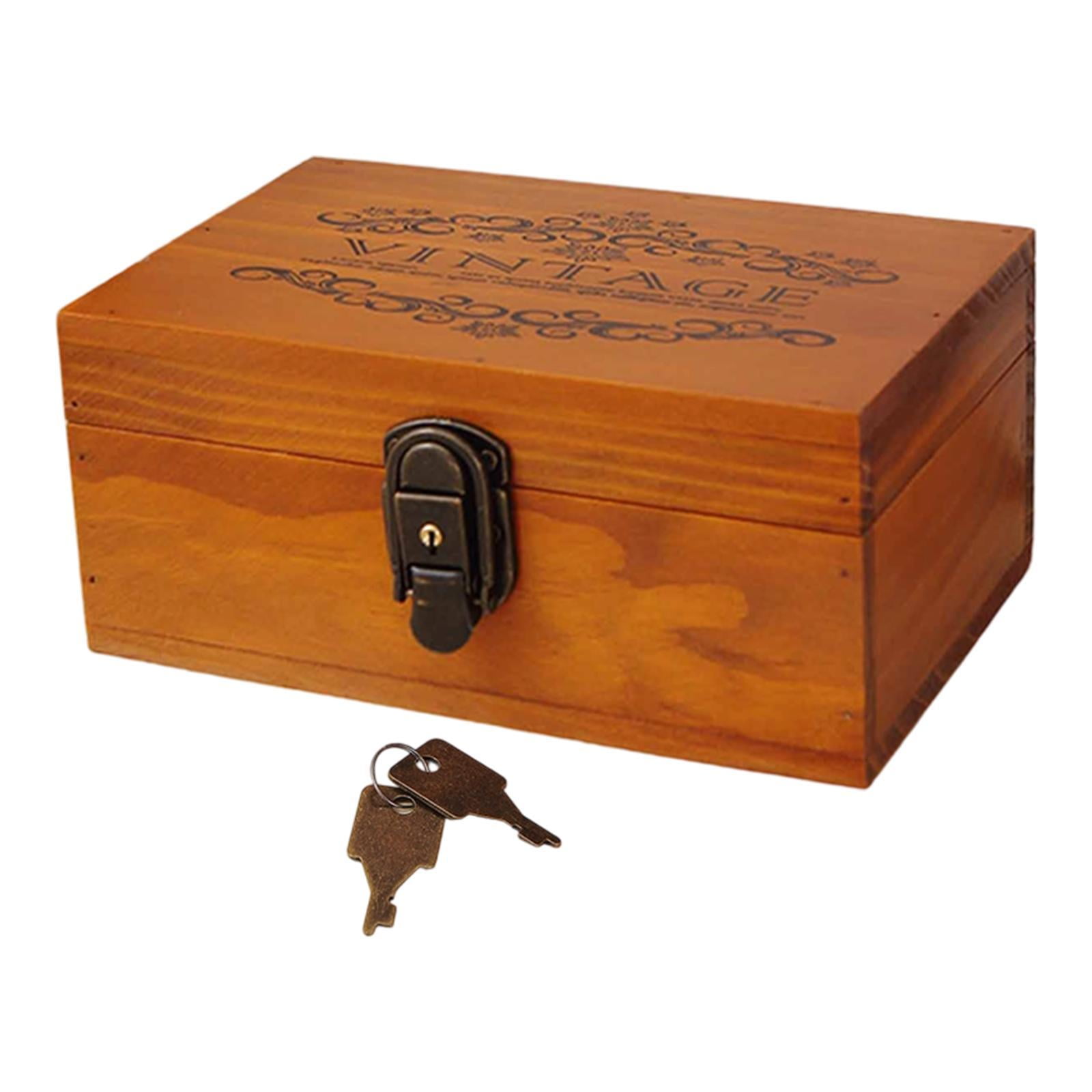 Ioensy - Caja De Madera Para Recuerdos, Compacta, De Diseño Antiguo, Multiusos, Para El Hogar, 21,3 X 14 X 10 Cm