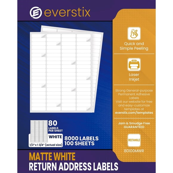 Etiquetas EVERSTIX 4,3 x 2,5 cm 100 hojas para impresoras láser e inyección de tinta