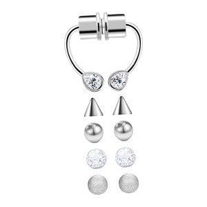 Ioensy - Anillos De Nariz De Acero Inoxidable Aro Anillo De Herradura Clip De Nariz Para Mujeres, Niñas, Hombres, Estilo B