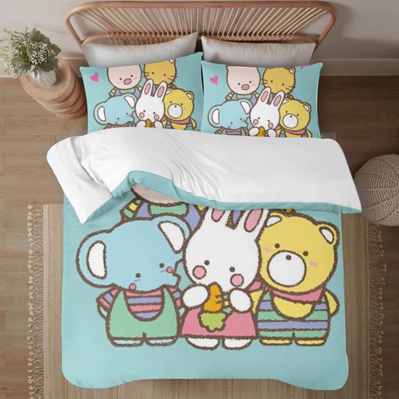 Cheery Chums 3-Piece Bedding Set For Kids Boys Girls Adult Cartoon Warm Cute Fashion Holiday Present Gift Bed Sheets