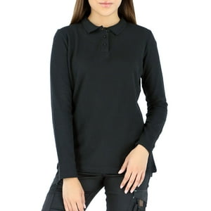 Polera Pique Quebec Manga Larga Negro Mujer