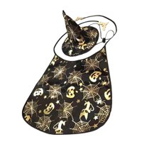 Magideal - Conjunto De Capa De Sombrero De Mago, Disfraz De Sombrero De Cachorro, Conjunto De Capa De Sombrero De Mascota Aterrador Ligero, Conjunto De Sombrero