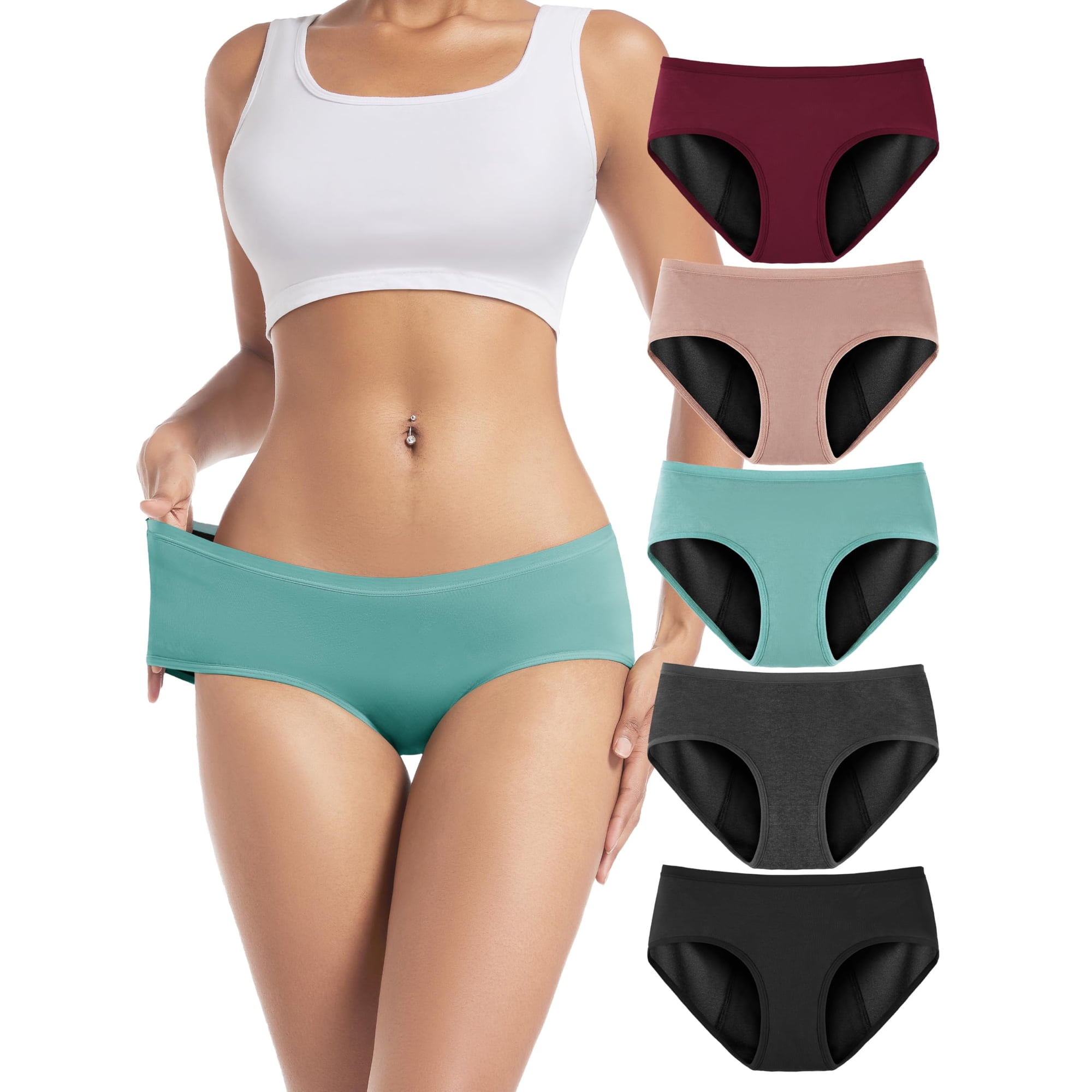 Ropa Interior De Época Tiichoo Heavy Flow Para Mujer, Paquete De 5 Unidades, Tamaño Grande