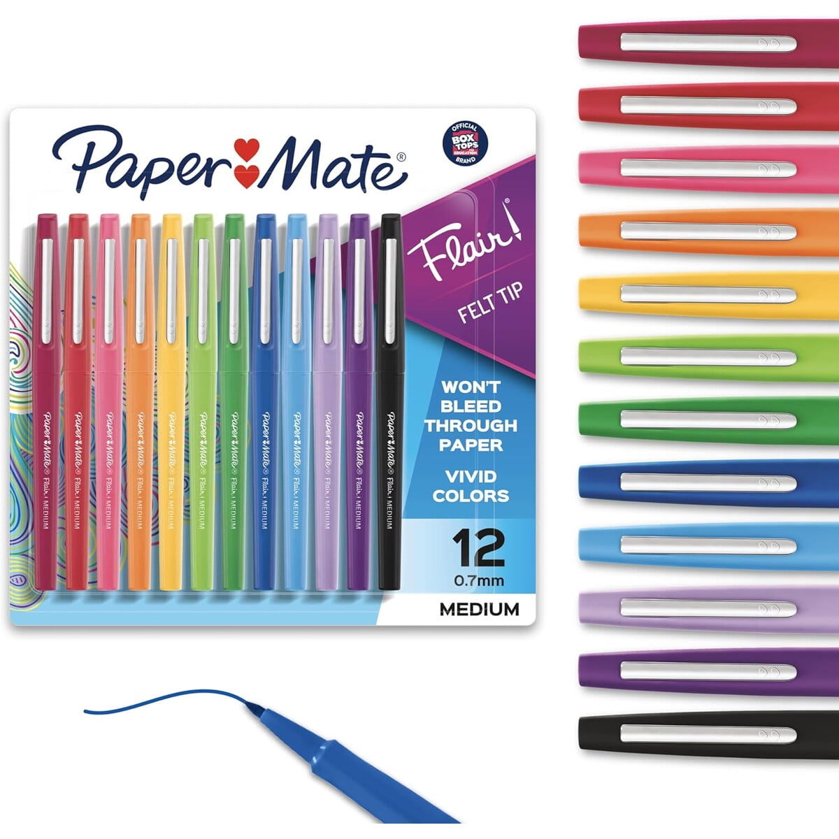 Marcadores Paper Mate Flair Punta Fina 0.7mm 12 Colores