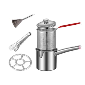 Magideal - Sartén Profunda Con Asa Freidoras Olla Para Freír Con Cesta Coladora Sartén De Cocina Cesta Para Freír Patatas Fritas Para Fiestas Al Aire Libre , 1.8L