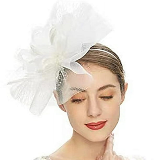 Elegant Fascinators Hat for Women - Perfect for Tea Parties, Kentucky Derby, Weddings, and Cocktail Parties - Features Mesh, Feathers, and Flower Decorations