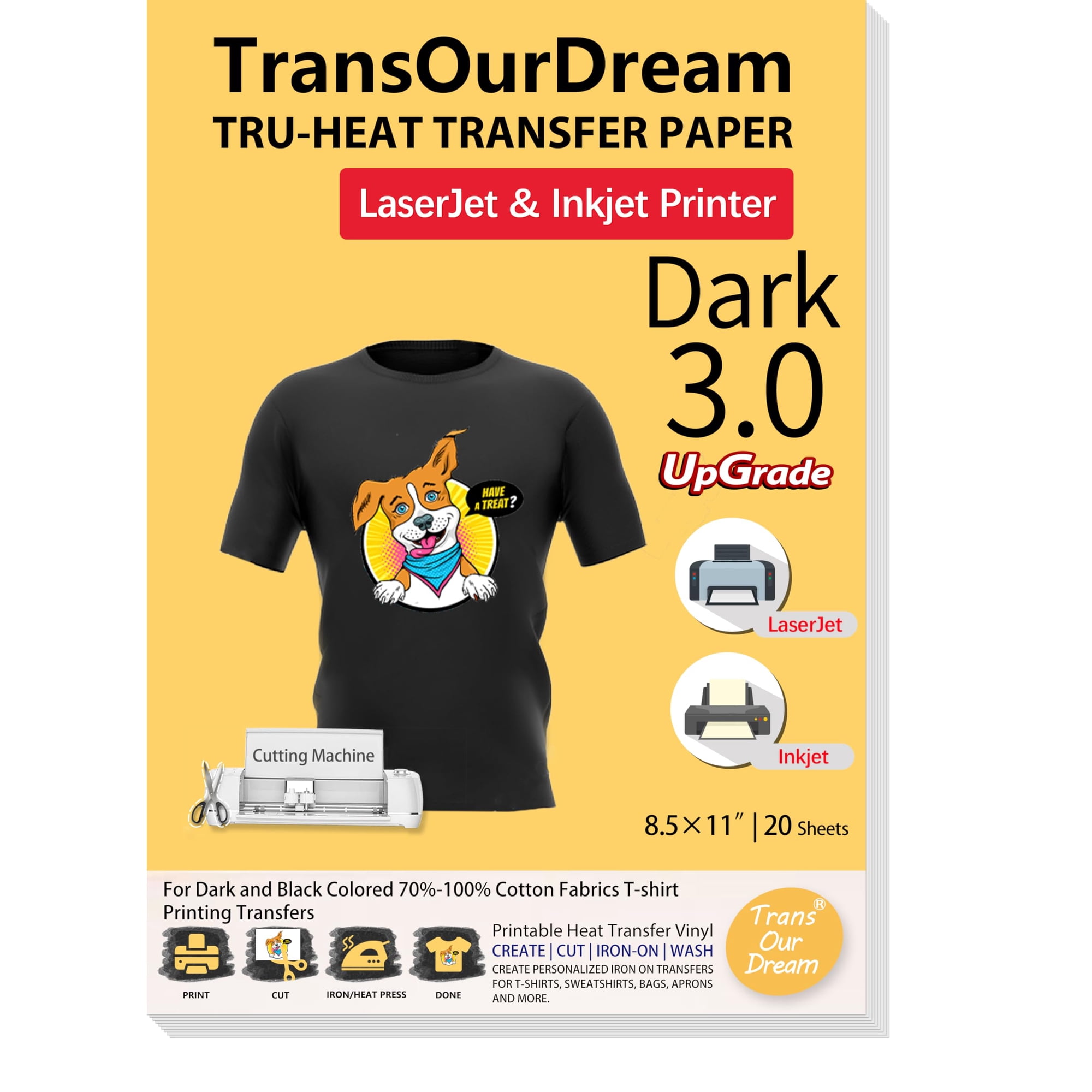 Camiseta Transourdream Tru-heat Dark 3.0 De Papel De Transferencia De Calor