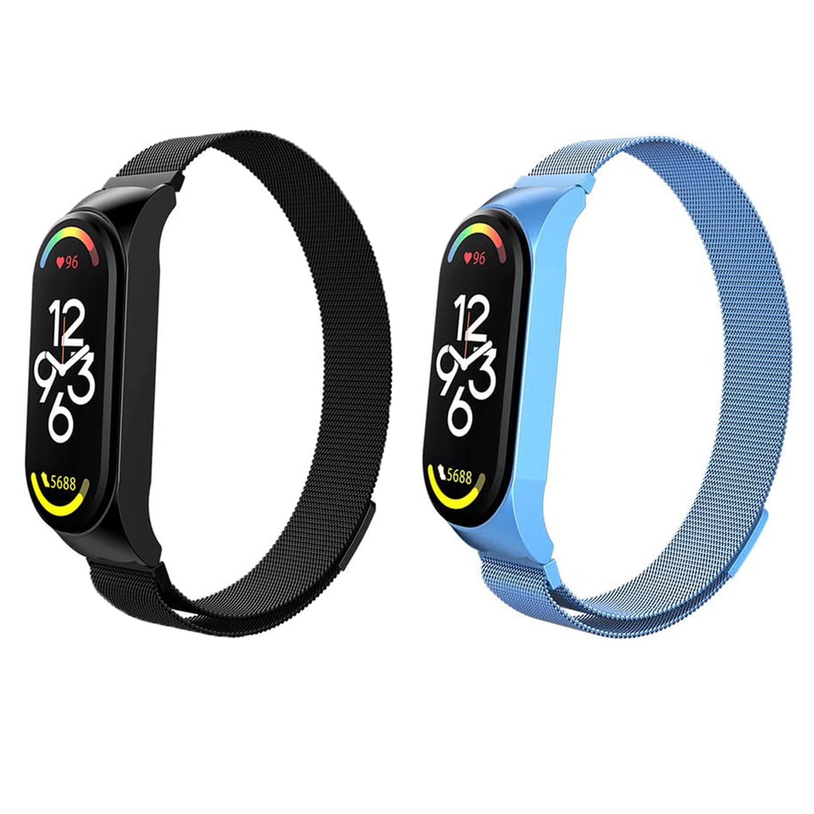 Genérico - Juego De 2 Correas Magnéticas De Metal Para Mi Band 7 6 5 4 3, Pulseras De Reloj Inteligente De Acero Inoxidable Ajustables