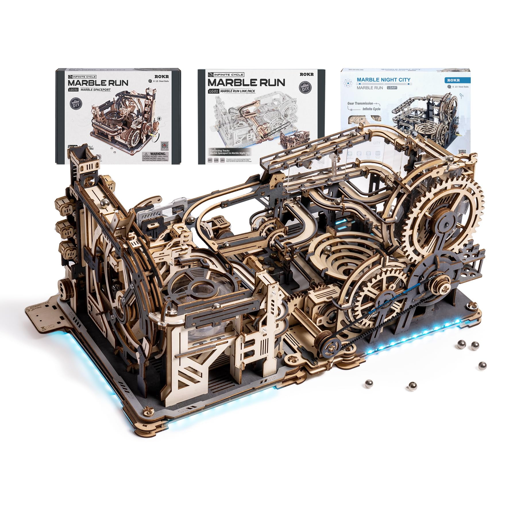 Puzles Eléctricos De Madera Marble Run Rokr 3d 3 En 1 Para Adultos