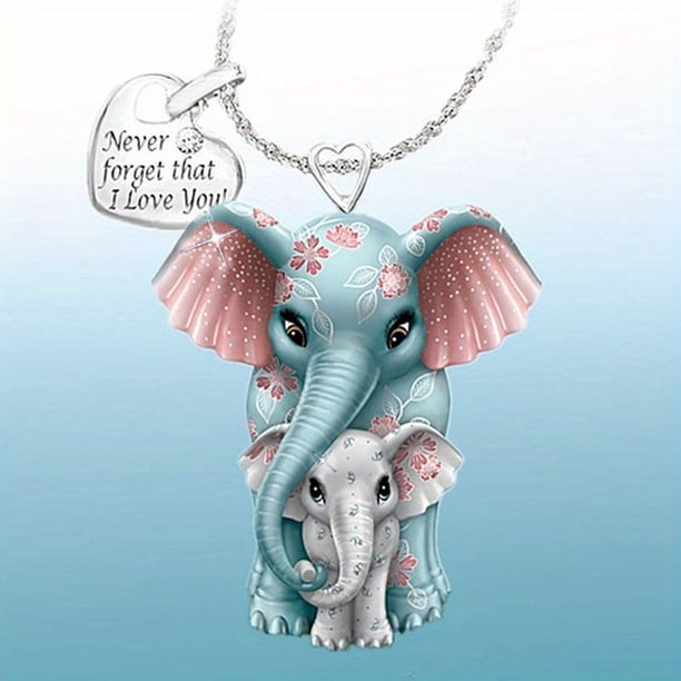 Heart-Shaped Elephant Pendant Necklace with Butterfly and Letter Charms - Perfect Mother's Day Gift