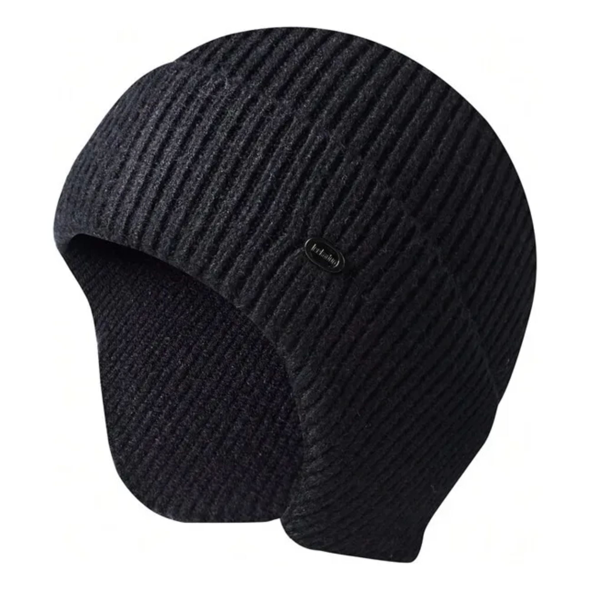 Ekolmac Center - Gorro Estilo Beanie De Lana Adulto Con Cubre Orejas Unisex Negro