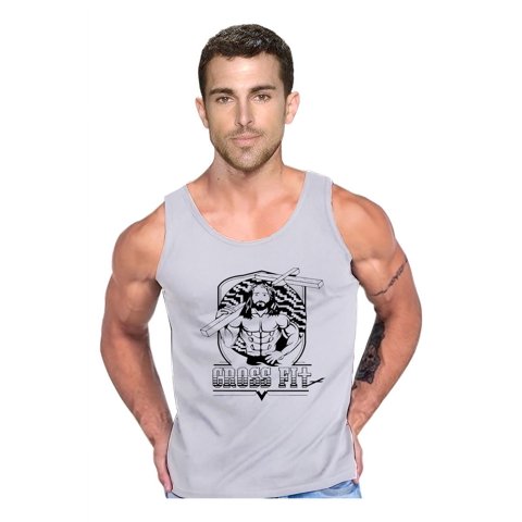 Persodesign - Polera Tank Crossfit For Jesus Musculosa Gym Life Tank Talla 2Xl Gris Hombre