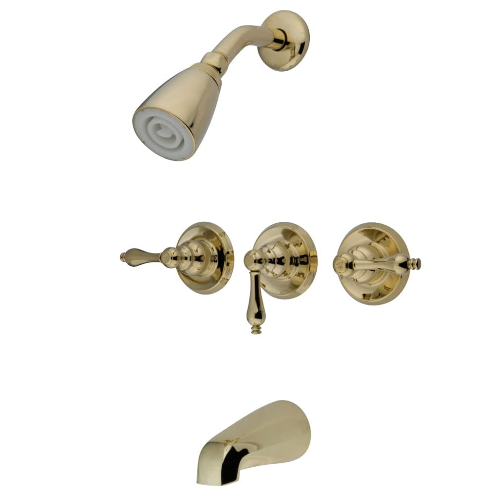 Grifo Para Bañera Y Ducha Kingston Brass Kb232al Con Mango De 3 Palancas
