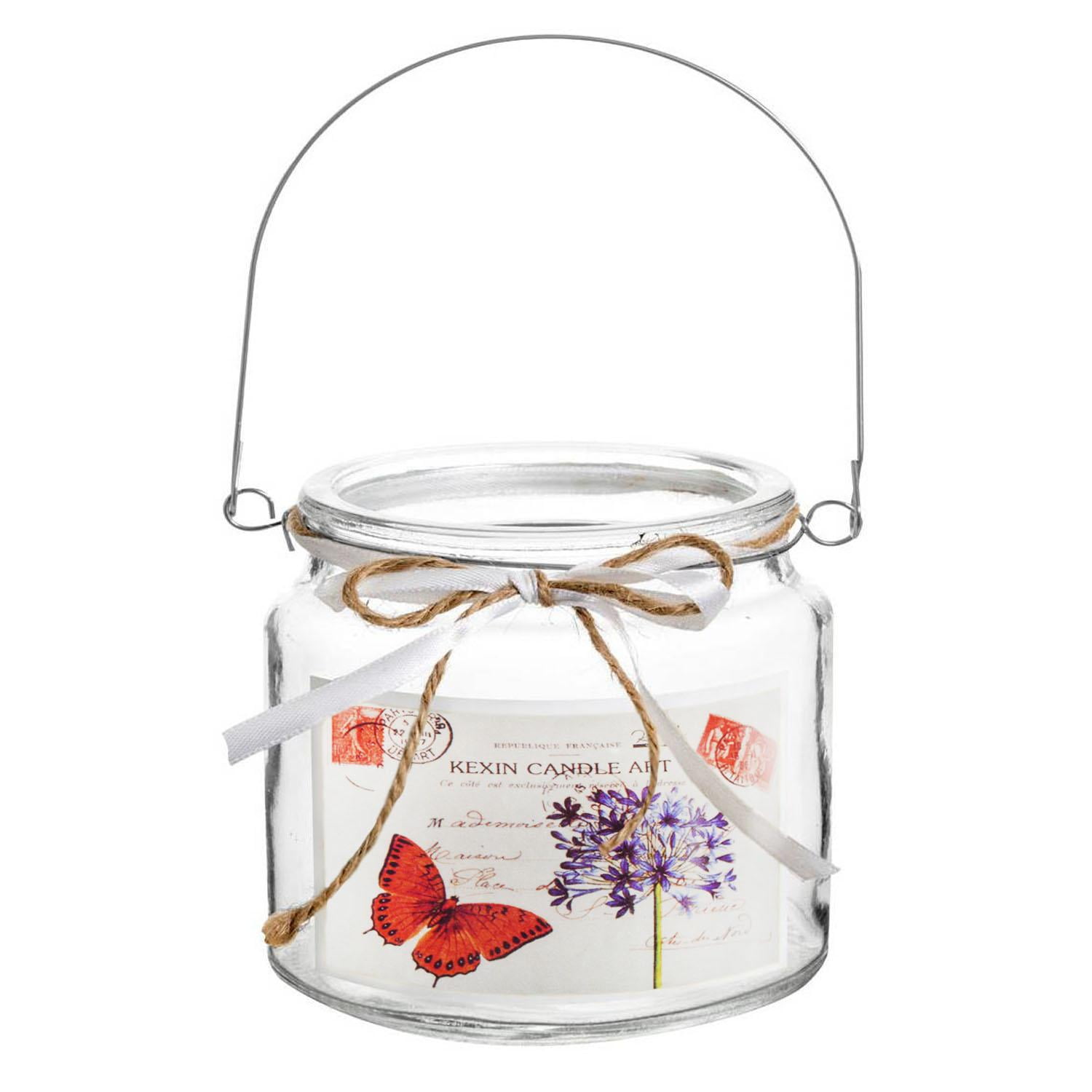 Homeessentials - Porta Velas De Vidrio Diseño Mariposas 10 Cm