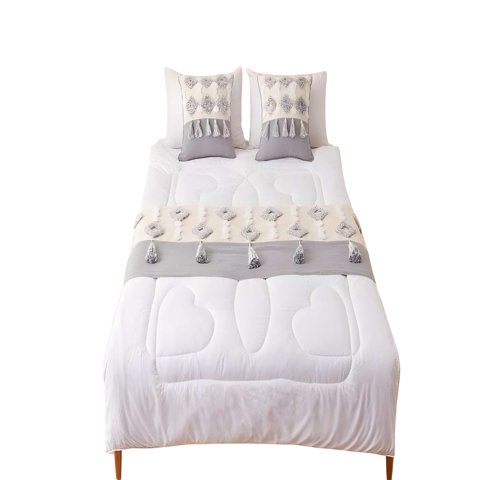 Genérico - Set De Piecera Bordada Con Dos Fundas Modelo Boho Morado