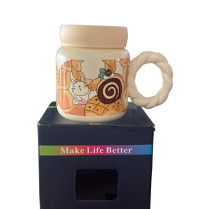 Felicem - Tazón Caldo Cerámico Con Tapa ""Oso"" Multicolor