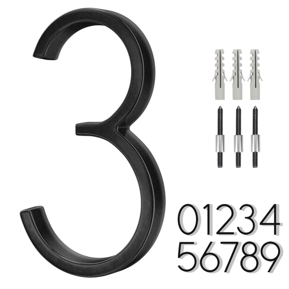 Número De Casa De Acero Inoxidable 6 Cm Negro Recubierto