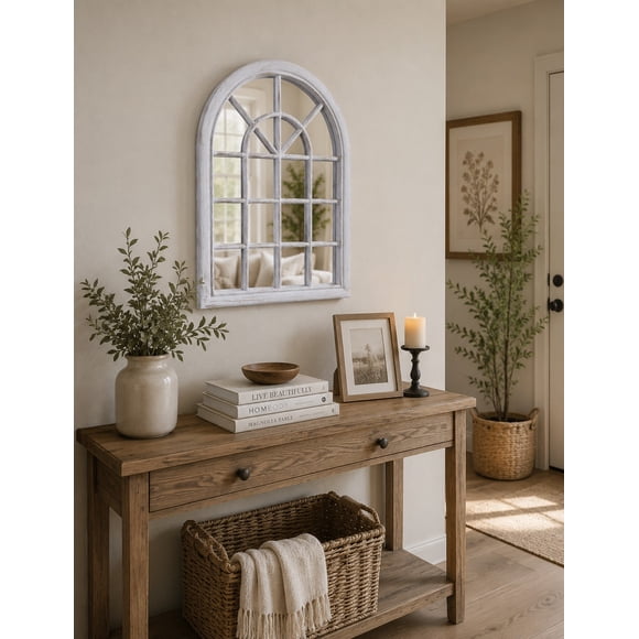Espejo Forma Ventana, Blanco Invierno, Envejecido 61x46 Cm