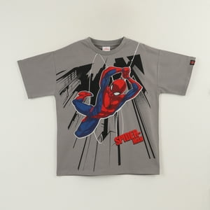 Polera Manga Corta Niño Gris Personaje Spiderman Marvel