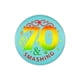 thumbnail image 1 of Botón de fiesta con forma de beistle azul 70 y satén de cumpleaños sensacional, 1 of 1