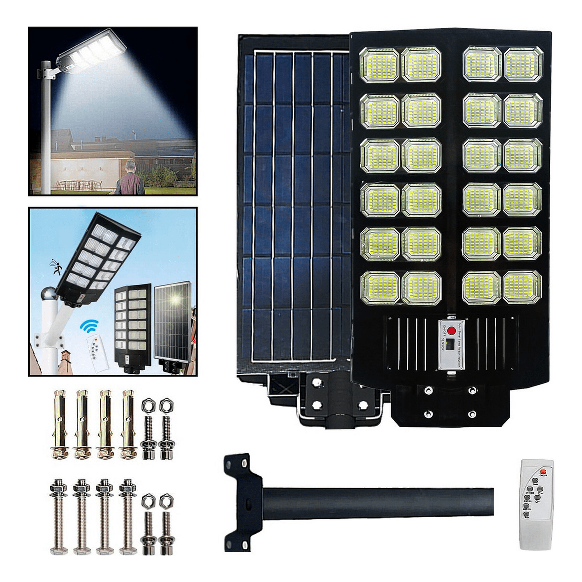 Genérico - 2 Foco Poste Solar Led 1200w Ip67 Exterior Alta Potencia Cr