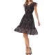 thumbnail image 4 of Vestido Floral de Mujer INSPIRE CHIC con Mangas Volantes, Cuello en V, Fruncido, Volante, Vestidos Casuales Negro Flor Rosa XL, 4 of 6