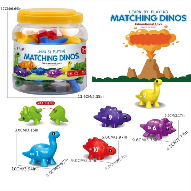Matching Letters Fine Motor Toy, Double-Sided ABC Dinosaur Alphabet Match Game With Uppercase Lowercase, Preschool Educational Montessori Learning Basket Toys For Toddlers Boys Girls