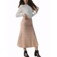 thumbnail image 4 of INSPIRE CHIC Falda de Punto A-Line para Mujer con Cintura Alta Elástica y Tejido Elástico, Falda Midi de Suéter L Marrón, 4 of 6