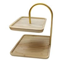 Genérico - Bandeja Decorativa Elevada Cuadrada Doble Nivel Jhn